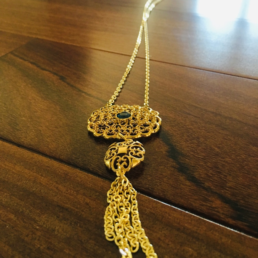 Long Tassel Necklace w/ Swarovski Crystal